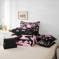 thumbnail image 6 of jejeloiu Monogrammed A Twin Bedding Sets 7-Piece,Cute Bowknot Bowtie Bedding Comforter Set,Light Pink Black Sheet Sets,Microfiber Room Decorative Reversible, 6 of 8