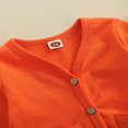 thumbnail image 4 of Kids Solid Color Coat V-Neck Long Sleeve Buttons Cardigan Jacket with Pockets Gray/Orange 0-24 Months, 4 of 6