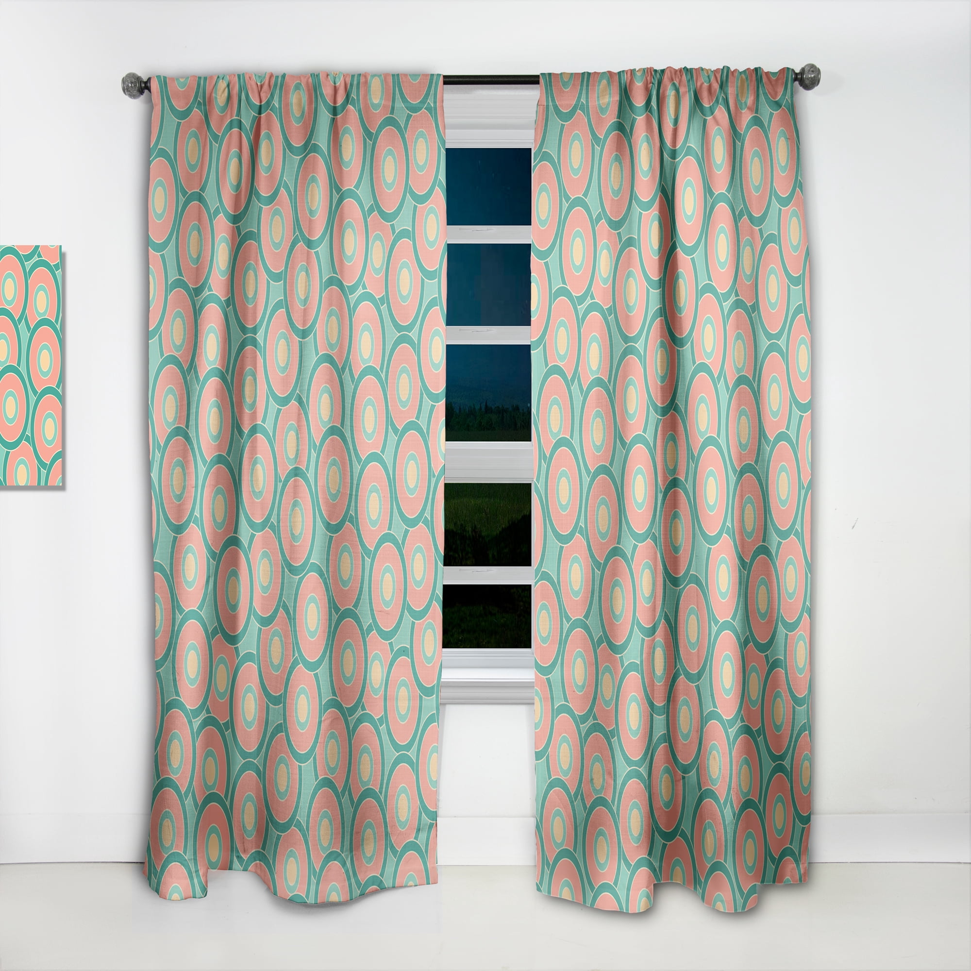 Designart 'Circular Retro Pattern VI' Mid-Century Modern Curtain Panel