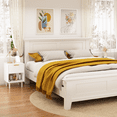 thumbnail image 3 of 22.83'' H Modern White Nightstand with One Drawer and Open Shelf, Gold - Accented Handle, Ideal for Bedroom Decor, 3 of 9