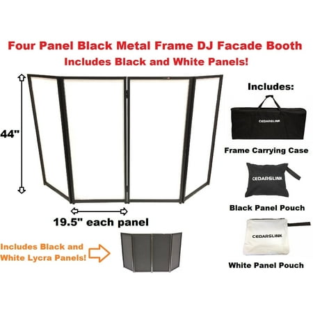 CedarsLink DJ Event Facade White/Black Scrim Metal Frame Booth +Travel Bag