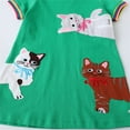 thumbnail image 4 of WIBACKER Toddler Kids Girl's Casual Dress Short Sleeve Cartoon Appliques Striped Tunic Dresses 2-7T, 4 of 9