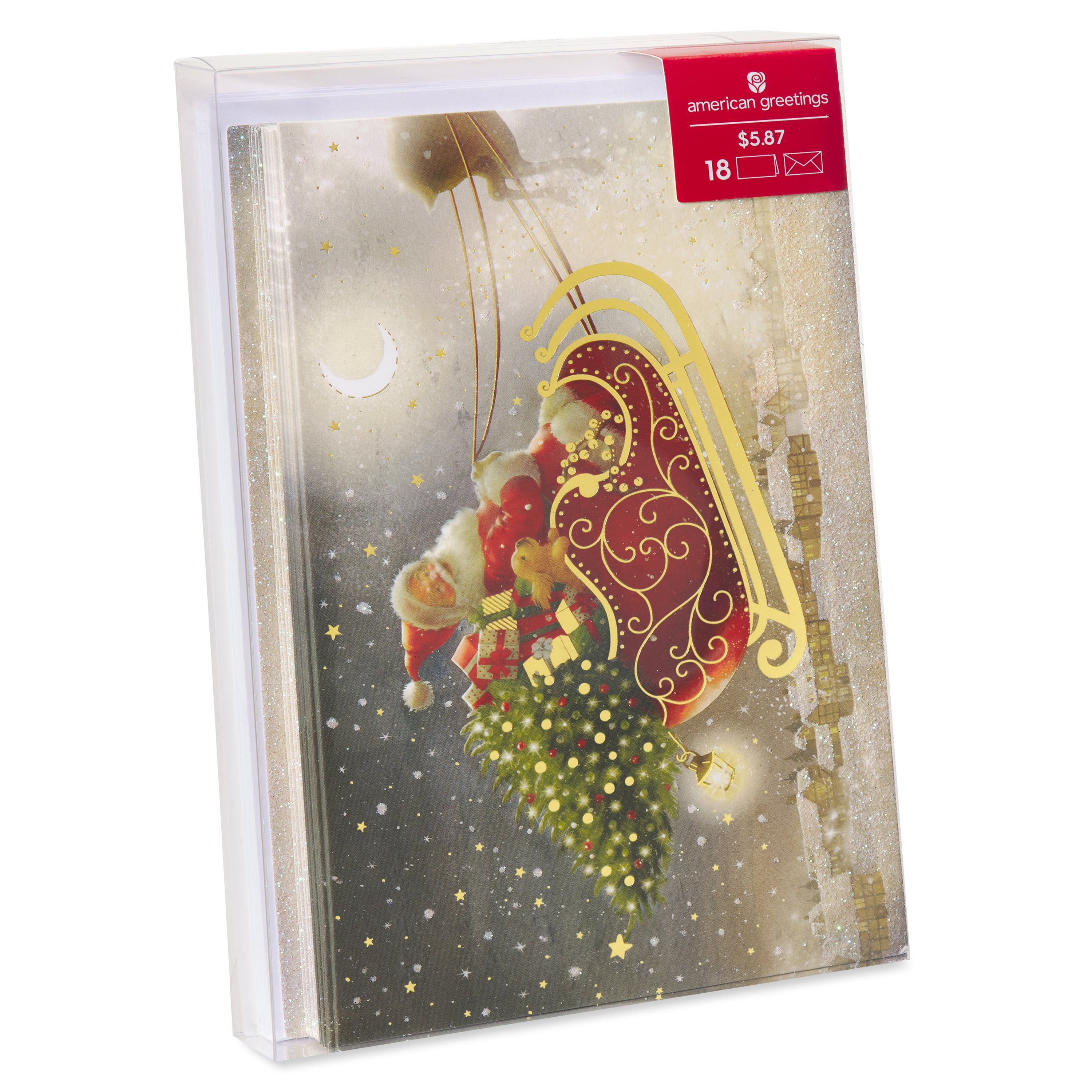 American Greetings Christmas Boxed Cards Sleigh (Magical Season) 18-count