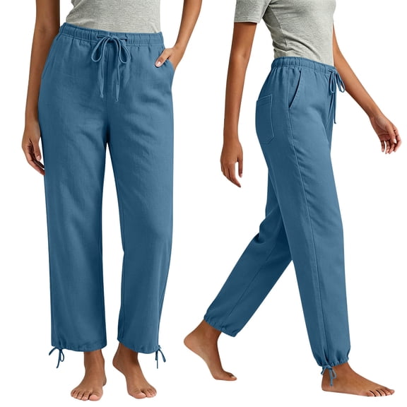 Byworldtasic Casual Pants for Women Elastic Drawstring Waist Trousers with Cinchable Ankles Soft Breathable Pants