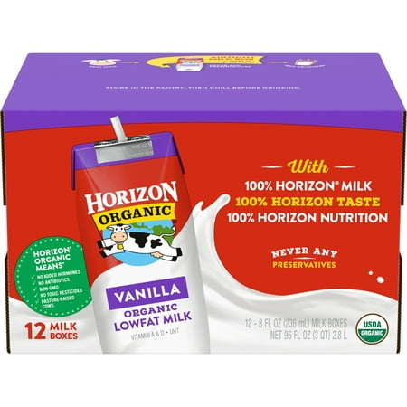 Horizon Organic Vanilla 1% Lowfat Milk, 8 fl oz, 12