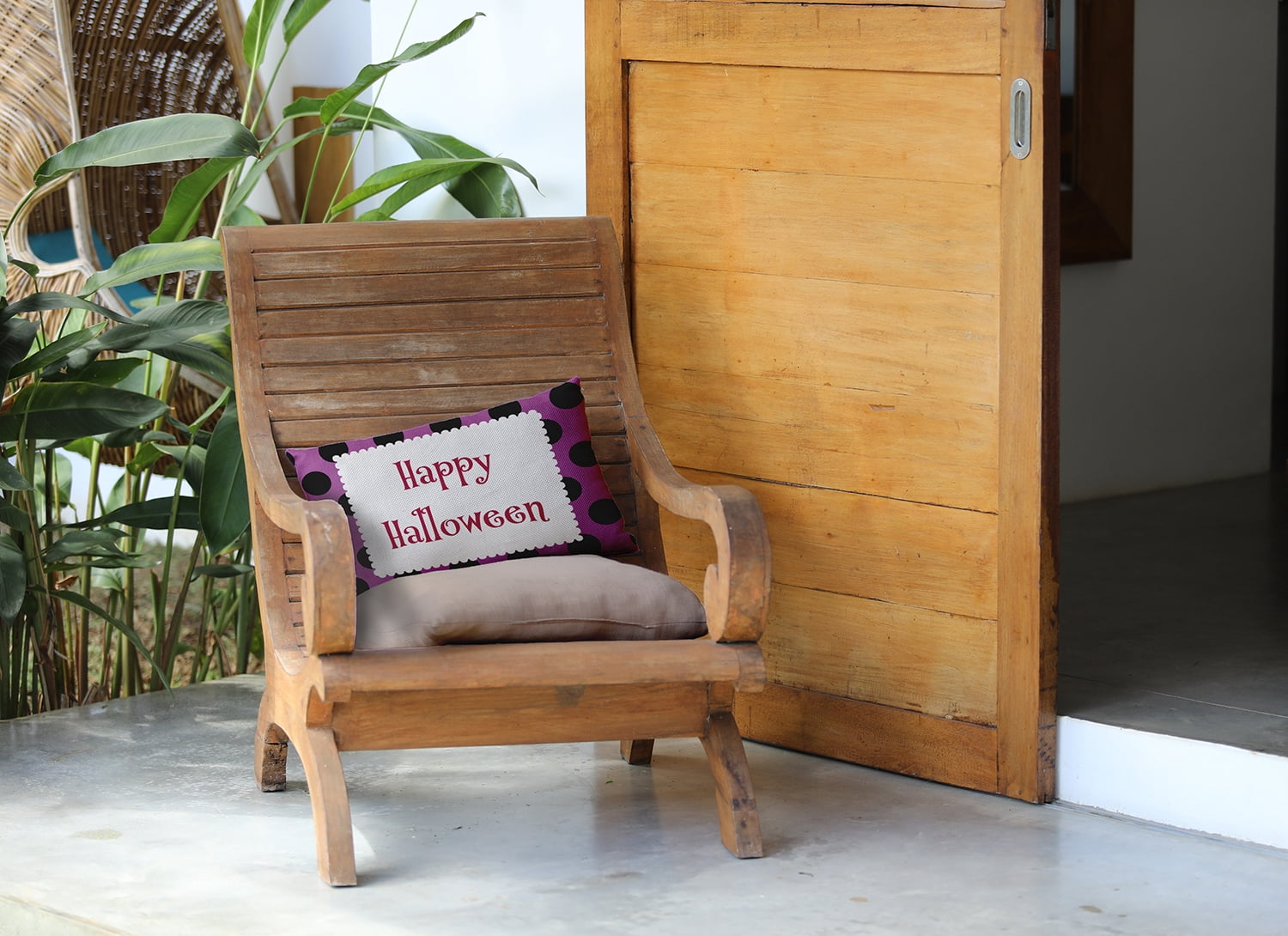 20" x 14" Simply Daisy Halloween Happy Halloween Dots Polyester Indoor/Outdoor Pillow, Orchid Qty 1