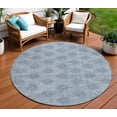 thumbnail image 2 of HomeRoots 622990 8 ft. Blue & Ivory Damask Washable Transitional Indoor & Outdoor Round Area Rug, 2 of 9