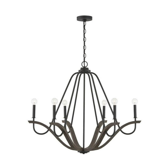 6 Light Chandelier in Farmhouse Style-29.5 inches Tall and 36 inches Wide Bailey Street Home 309-Bel-4973614