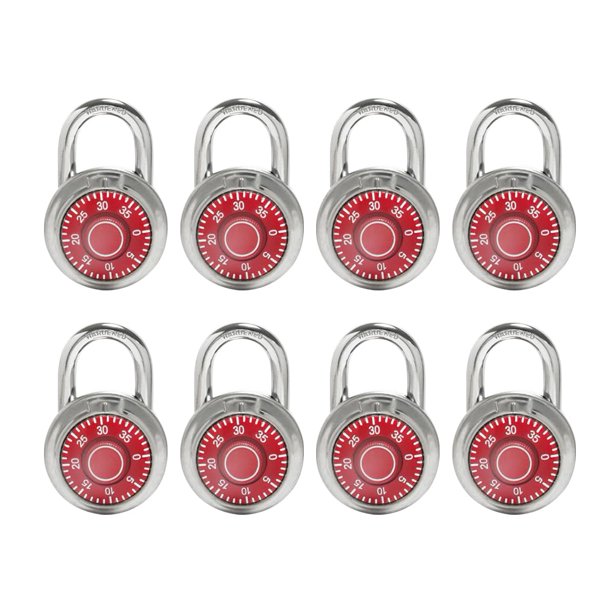 Lanube Lock Candado de combinación con dial estándar de 2 pulg. Ancho Con Diferentes Combinaciones Placa Giratoria Negra Paquete De 8; Cerradura para empleado de la escuela, gimnasio y casillero depor