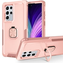 Nalacover Slim Case For Samsung Galaxy S22 Ultra,Luxury Hybrid Hard PC and TPU Rugged Bumper 3-In-1 Rotatable Magnetic Ring Kickstand Four Corner Guard Shockproof Anti-Scratch Back Phone CoverRosegold