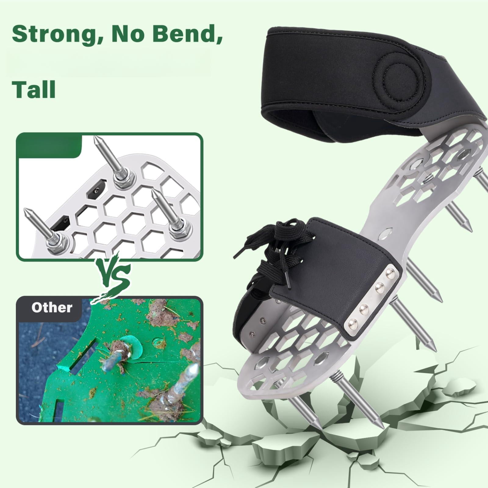 Aerator Shoes  Lawn For Grass With Thickened Metal Base Longer Steel Spike Aeration Adjustable Straps Fully Assembled Aerating Yard - Black