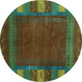thumbnail image 1 of Ahgly Company Machine Washable Indoor Round Abstract Turquoise Blue Contemporary Area Rugs, 7' Round, 1 of 4