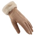 thumbnail image 2 of Up To $10 Gloves Mittens Brown Ladies Fashion Warm Gloves Outdoor Riding Driving Solid Color Plus Fleece Touched Screen NonSlip Gloves, 2 of 4