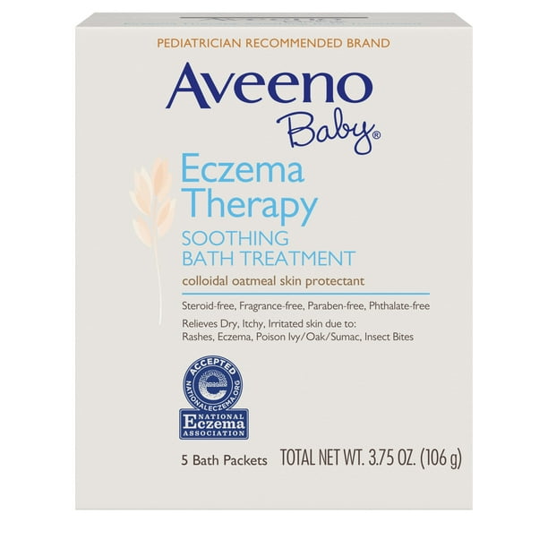 Aveeno Baby Eczema Therapy Soothing Bath Treatment For Relief Of Dry Itchy And Irritated Skin Made With Soothing Natural Colloidal Oatmeal 5 Ct Walmart Com Walmart Com