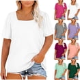 thumbnail image 7 of Womens Plus Size Tops Short Sleeve Square Neck Loose Fit Tee Shirts 1X-5X Plain Tshirts Summer Clothing (4XL, Purple 01), 7 of 7
