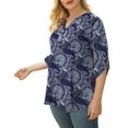 thumbnail image 5 of VERABENDI Women's Plus Size Tops 3/4 Sleeve Tunic Shirts A Buckle Decoration V-Neck Blouses,M-4XL, 5 of 6