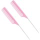 thumbnail image 1 of 2 Pcs Stainless Steel Tail Comb Hair Brush Set Hair Teasing Comb Rat Tooth Comb Detangle Hair Comb Outfit Sets Haircutting Comb Picking Comb Barber Hair Combs Steel Needle Pink Wig, 1 of 5