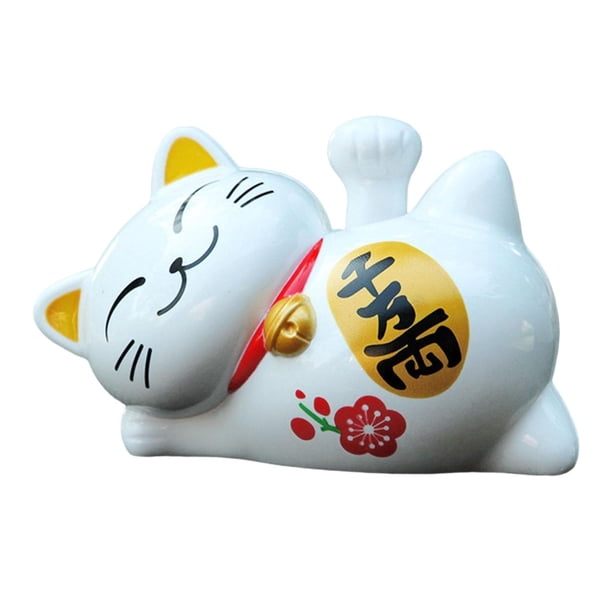estatuilla del gato de la con energía solar, gato de la , fortuna, bienvenida, perezoso, , , para coche , doradas Fanmusic estatuilla del gato de la