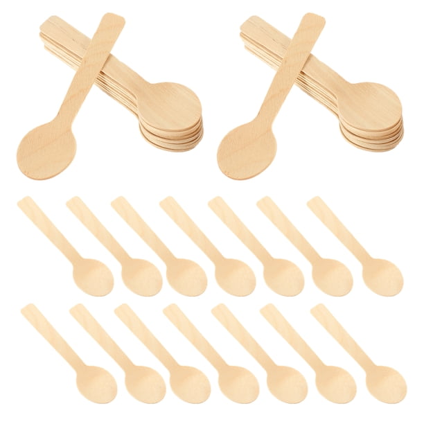 100 cucharas para pastel, cucharas para helado, cucharas de postre de bambú, cucharas para servir.