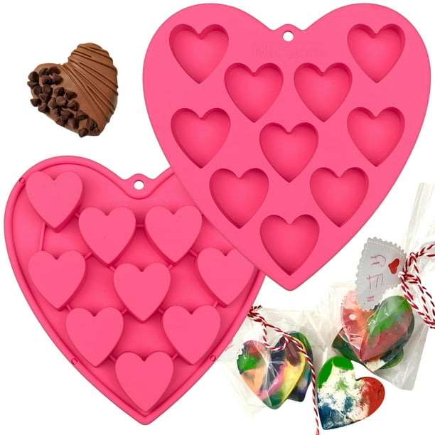 Marstore Moldes Para Pasteles En Forma De Corazón Para Hornear Moldes De Corazón Grandes De 2 Pulgadas, 10 Cavidades Adecuadas Para Moldes De Cubitos De Hielo, Moldes De Chocolate, Moldes De Silicona