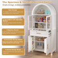 thumbnail image 6 of 71'' Tall Arched Pantry Storage Cabinet, Legahome Kitchen Pantry with 1 Drawer & 9 Shelves & 4 Doors & Adjustable Shelves, Kitchen Pantry Storage Cabinet for Dining Living Room, White, 6 of 11