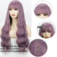 thumbnail image 5 of Pelucas moradas largas para mujeres de aspecto ondulado natural con flequillo pelucas rizadas rizadas pelucas resistentes al calor para el cosplay de fiesta diaria esquí esquí Gafas de esquí, 5 of 5