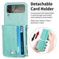 thumbnail image 7 of Allytechgroup Wallet Phone Case for Samsung Galaxy Z Flip 4, Premium PU Leather Cards Holder Zipper Pocket Slim Fit Shoulder Strap Shockproof Cases for Girls Women, Green, 7 of 7