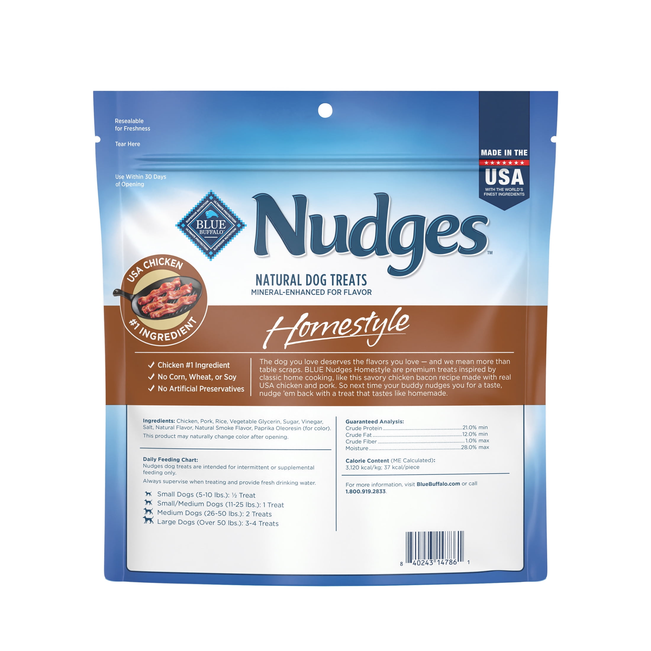 Blue Buffalo Nudges Homestyle Natural Dog Treats Made with Real Chicken, 16-oz. Bag