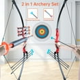 thumbnail image 2 of Bow and Arrow Set for Kids, 2 in 1 Archery Toy Set with 3 Foam Arrows and 6 Suction Cups Arrows, Shoots Over 100 Feet Practice Indoor Outdoor Toys Gift for 6-12 Year Old Boys Girls, 2 of 7