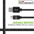 thumbnail image 3 of Cellet 4-ft Heavy-Duty Braid USB-C to USB-A Data/Charging Cable Compatible with Apple iPhone 15 Series iPad Pro 11/12.9/MacBook Android Samsung Galaxy Google PixelCharging; Data Transfer, 3 of 10
