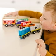 Melissa & Doug Wooden Magnetic Train Cars - 8 Piece Educational and Skill-Building Wooden Toy for Boys and Girls