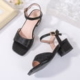 thumbnail image 6 of Zshosam Heels for Kids Girls Sandals Low Heels Dress Shoes Open Toe Flower Girl Party for Little and Big Kid Dress Sandals Size 2.5,(Black Little Kids 2.5), 6 of 7