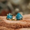 thumbnail image 4 of Raw Blue Apatite Crystal Women Healing Reiki Stud Earrings Dainty Gifts Natural, 4 of 6