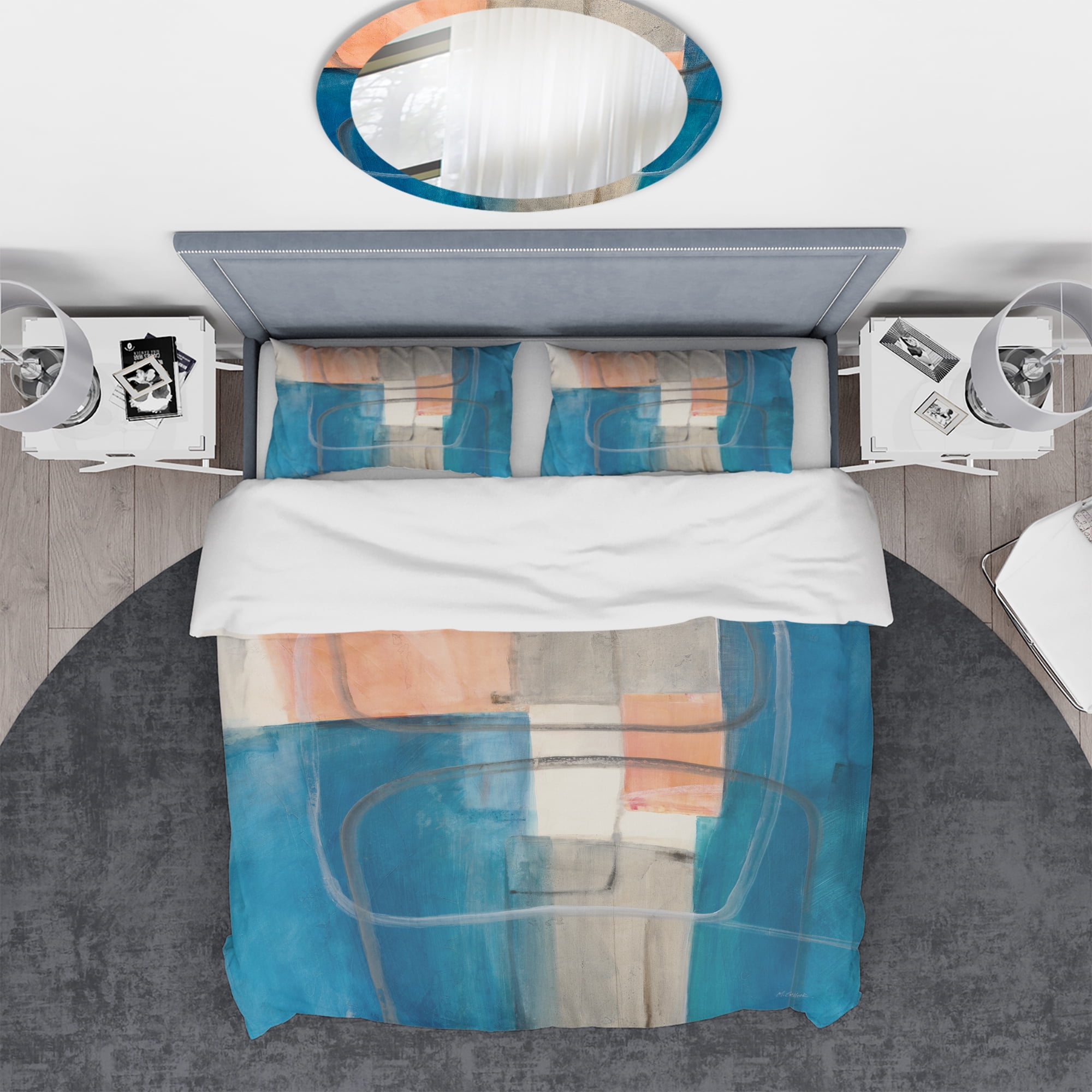 Designart 'Modern Simply Blue' Geometric Duvet Cover Set