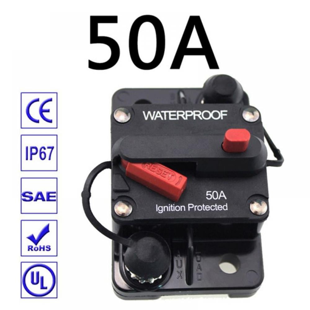 Manual Reset Circuit Breaker Waterproof 12V 24V Fuse Reset  30~150A Car Marine 
