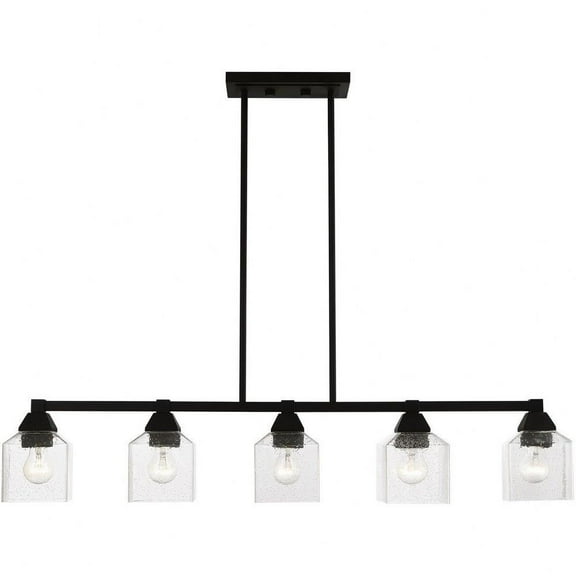 5 Light Linear Chandelier in Architectural Style-14.25 inches Tall and 4.75 inches Wide-Black Finish Bailey Street Home 218-Bel-4829404