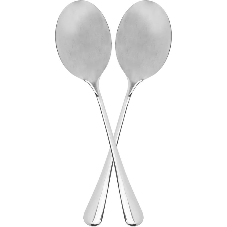 Large Serving Spoons,304 Stainless Steel Cooking Spoon with Heat Resistant  Handle,Silver/12.4Inch 