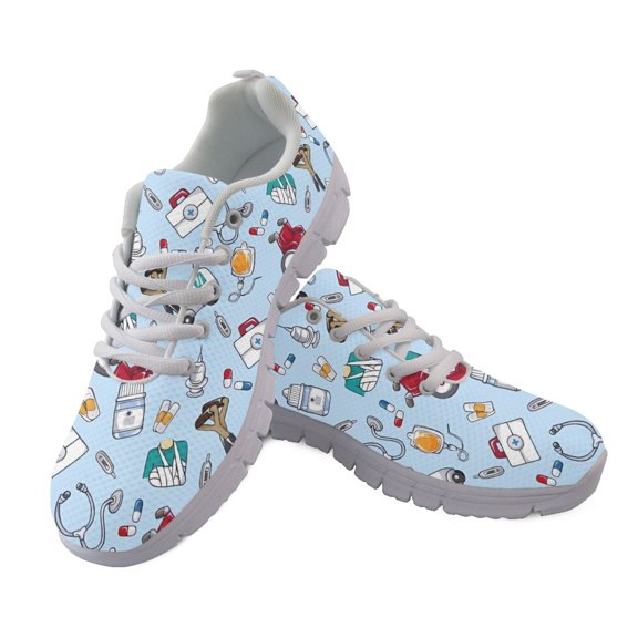 Chririnla Medical Print Soft Running Shoes for Women, Transpirable Mesh Running Sneakers for Walking and Gym Workouts