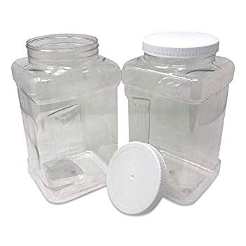 Lot of 2 Large White Plastic Canisters/Containers with Screw Top Lid 
