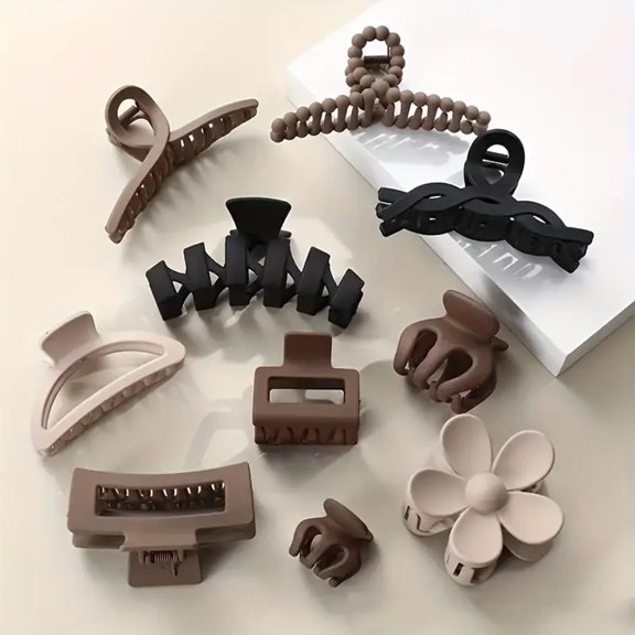 Hair Claw Clips for Women,10 Pcs Flower Clips for Hair,Non-Slip Thick Hair Clamp,Hair Accessories with Multi-Styles for Women Girls
