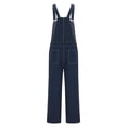 thumbnail image 4 of Frnrwgo Denim Bib Overalls Long Pants for Men Loose Fit Wide Leg Cargo Work Pockets Dark Blue, 4 of 5