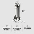 thumbnail image 2 of Panacea 5 Piece Scroll Top Fireplace Powder Coated Steel Accessory Tool Set, 2 of 7
