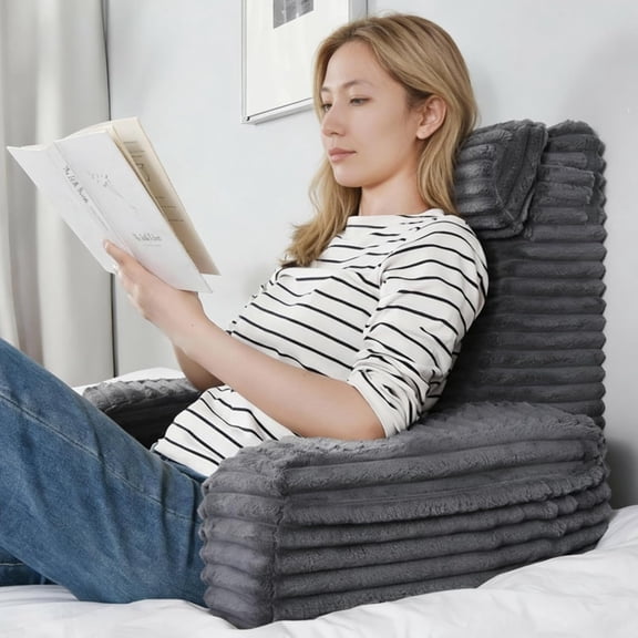 Reading Pillow for Sitting in Bed Adult, XL Back Pillow for Bed Sitting up, Back Support Chair Pillow for Sitting up/Watching TV/Reading/Gaming/Resting/Post Surgery,Dark Grey