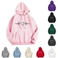 thumbnail image 4 of Women's Casual Hoodies Fashion Cute Hearts Printed Long Sleeved Sweatshirts Loose Soft Kangroo Pocket Hooded Sweatshirt White XL, 4 of 4