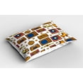 thumbnail image 2 of Ambesonne Vintage Pillow Sham 2 Pack, 90s Theme Retro Fun Items, 30"x20", Mustard, 2 of 3