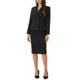 thumbnail image 2 of Conjunto de falda de traje de 2 piezas para mujeres, atuendos de trabajo de manga larga, chaqueta blazer, conjunto de faldas lápiz M negro, 2 of 6