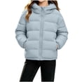 thumbnail image 2 of Xdegoge Girls Hooded Puffer Jacket Zip Up Quilted Winter Coat Long Sleeve Warm Thick Outerwear with Pockets Elastic Cuffs Casual Kids Cold Weather Snow Wear, 2 of 9