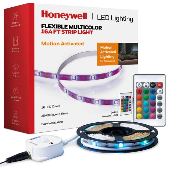 Honeywell 16.4ft Multi Color Motion Activated RGB Indoor LED Strip Light with Remote Corded Electric