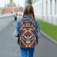 thumbnail image 6 of FORMRS Unisex Backpack Elementary School Travel Bookbag with Reflective Stripes, Beige Geometric Eagle, 6 of 7