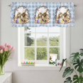 thumbnail image 3 of Valances for Windows Spring Easter Rabbit Eggs Chicken Rod Pocket Short Curtain for Bathroom Living Room Bedroom Flower Butterfly on Blue Grid 1 Panel 54x18in, 3 of 9